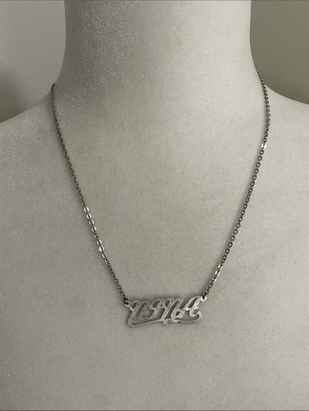 Nina Personalized Nameplate Stainless Steel Necklace Hypoallergenic Tarnish Free